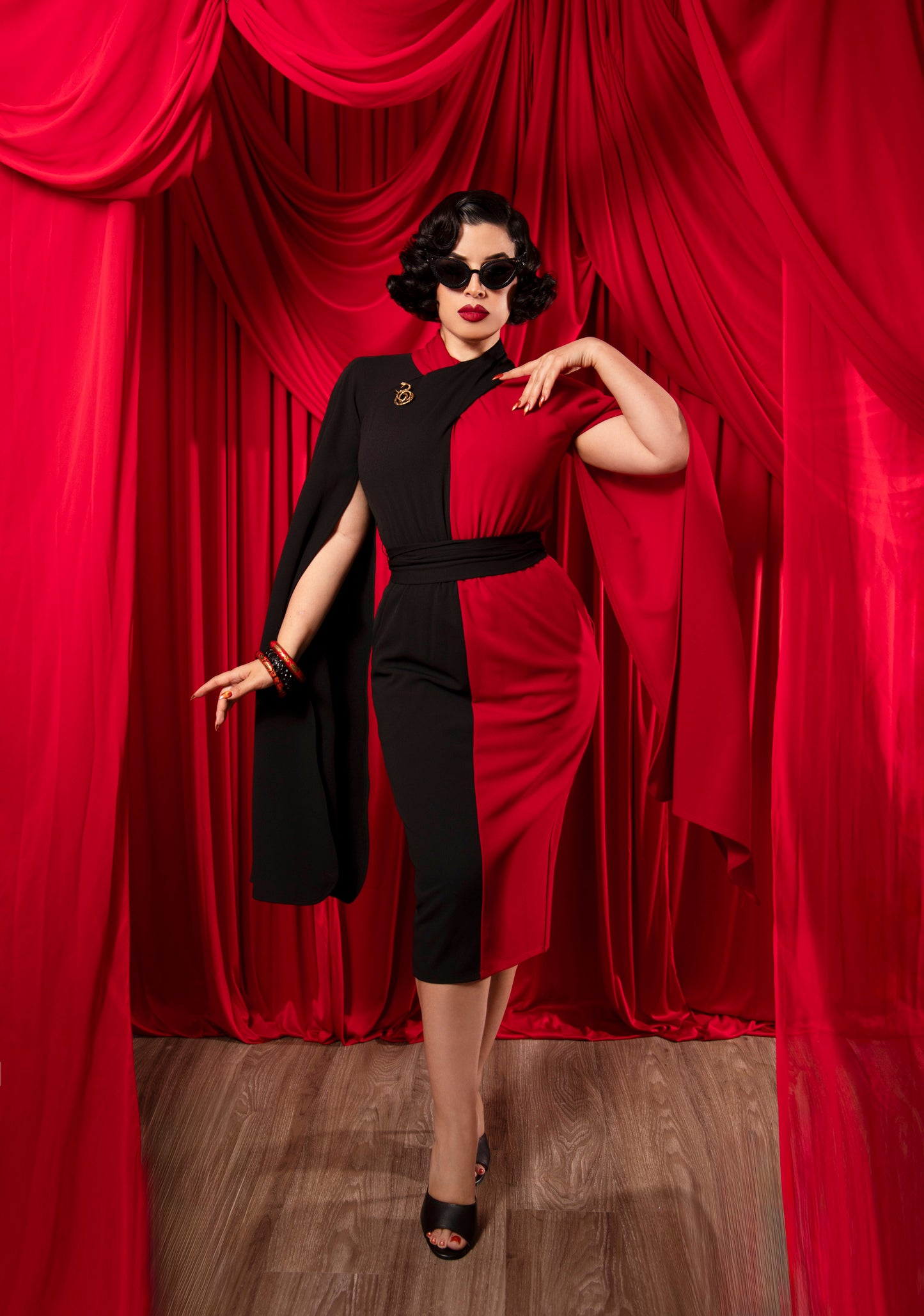 Athena Dress (Black/Cherry) PRE-ORDER
