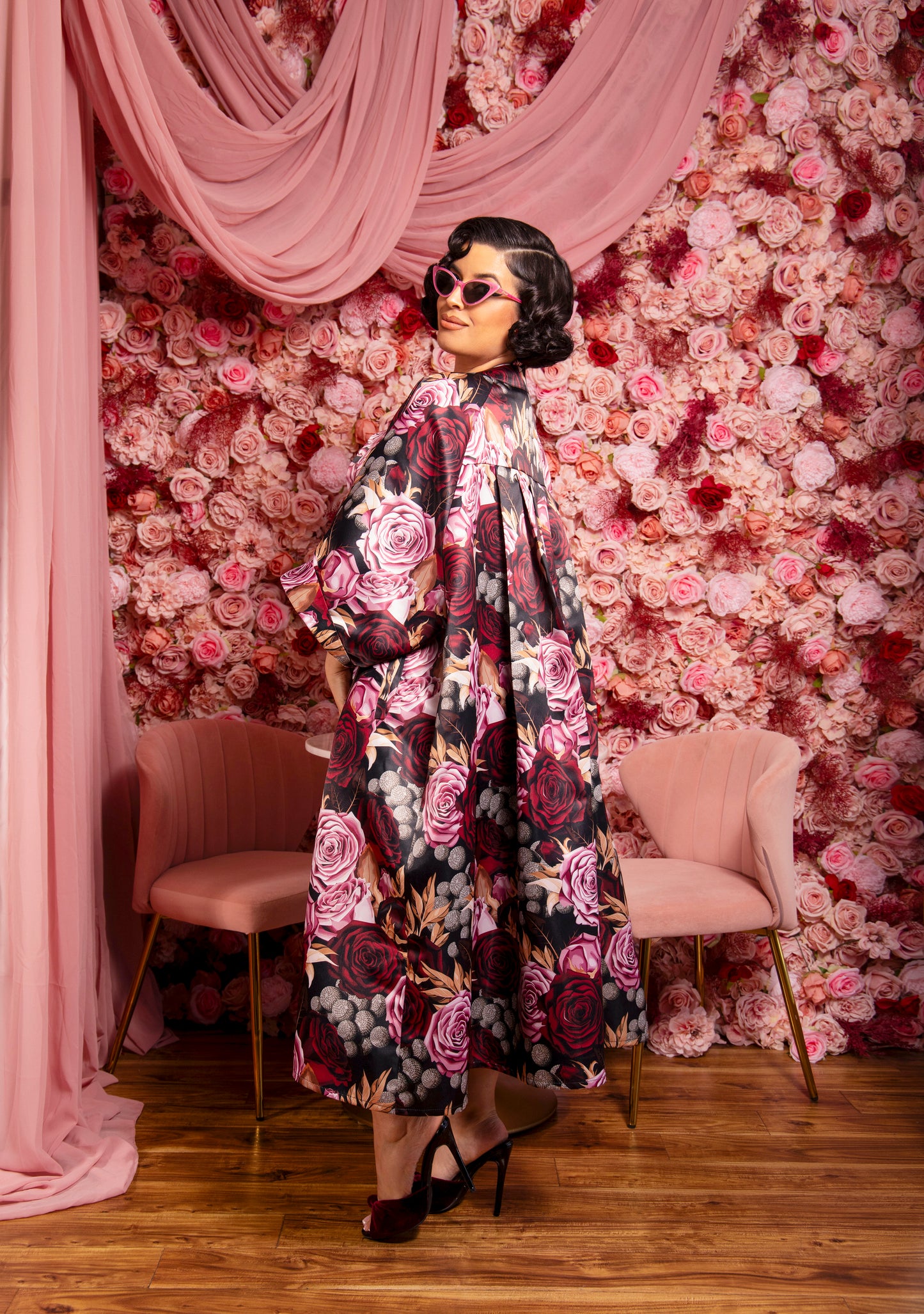 Rosalia Romper + Swing Jacket (Rose Print)