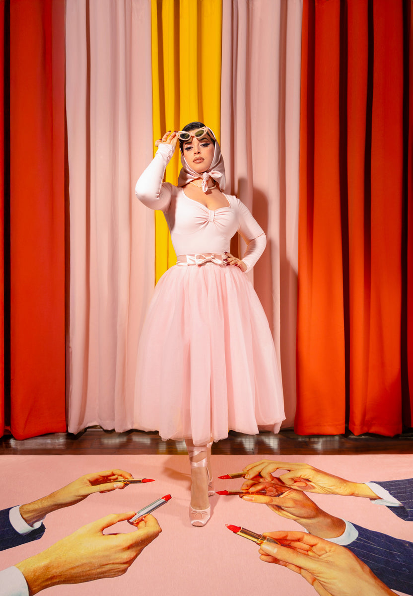 Émilie Tulle Skirt + Scarf (Blush Pink) – Vintage Vandalizm