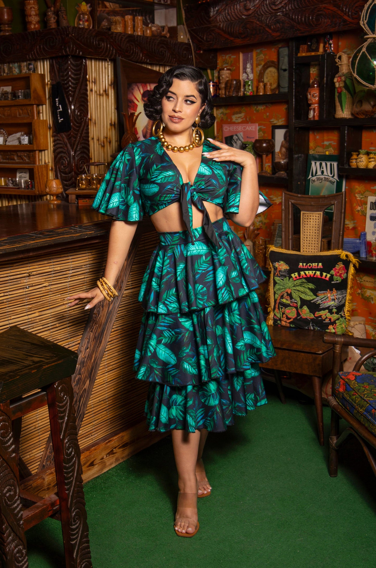 Carmen SKIRT Sample (Midnight Big Leaf Print 2XL)