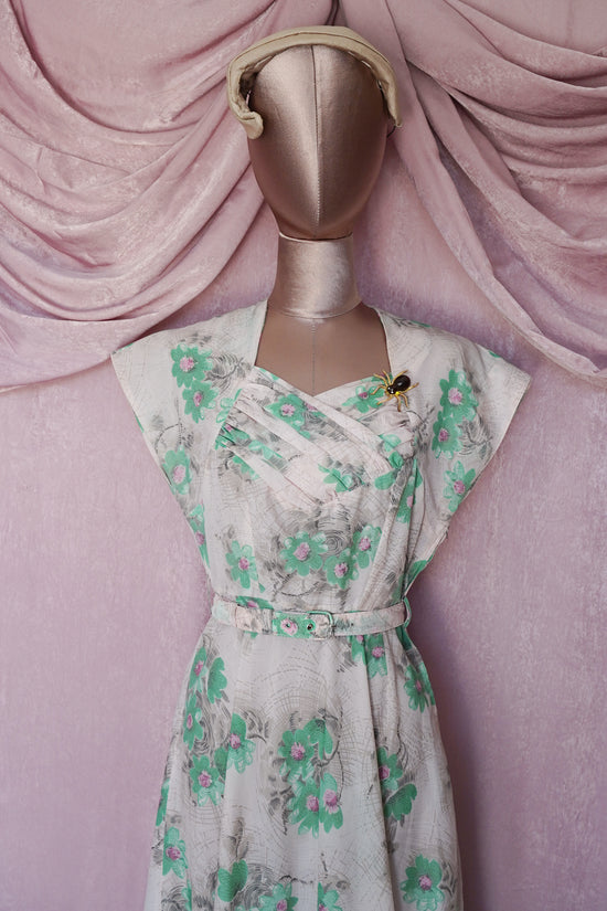 RARE Vintage 1950's Spiderweb Floral Dress