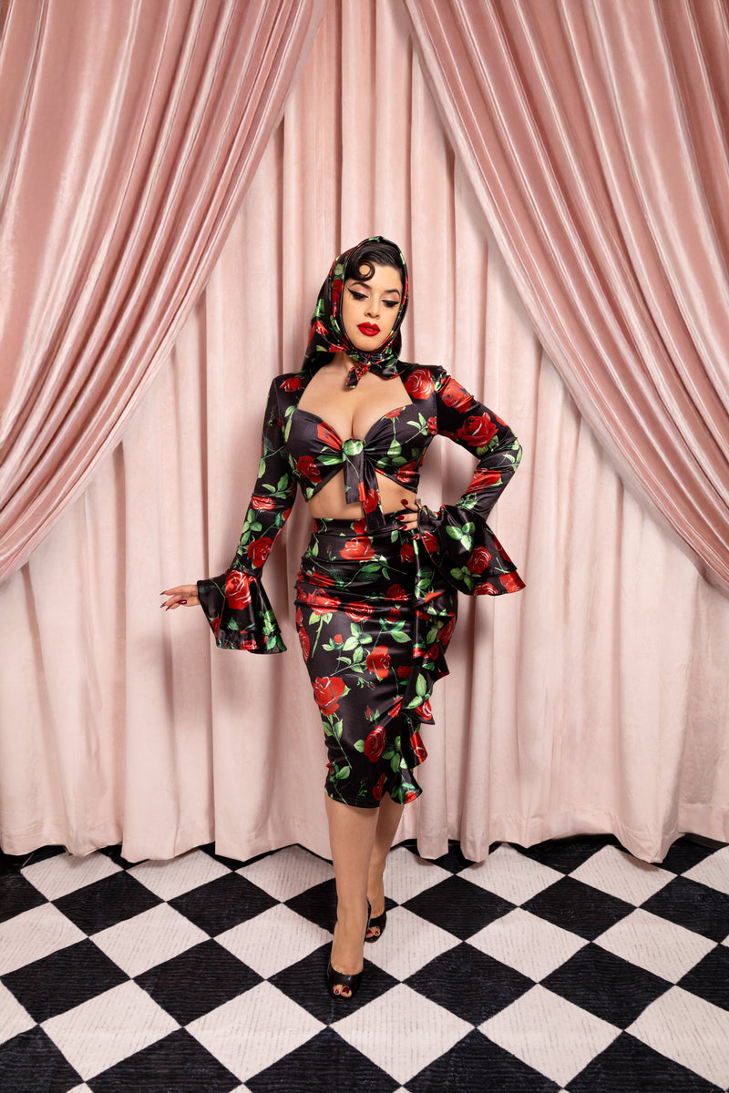 Veronica 3pc Set (Black/Red Roses) PRE-ORDER – Vintage Vandalizm
