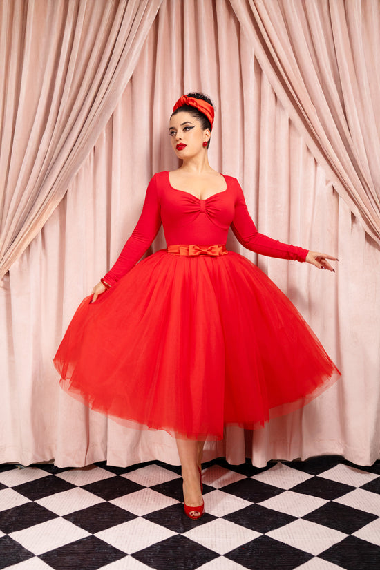 Émilie Tulle Skirt + Scarf (Red) – Vintage Vandalizm Émilie Tulle Skirt + Scarf (Red) – Vintage Vandalizm