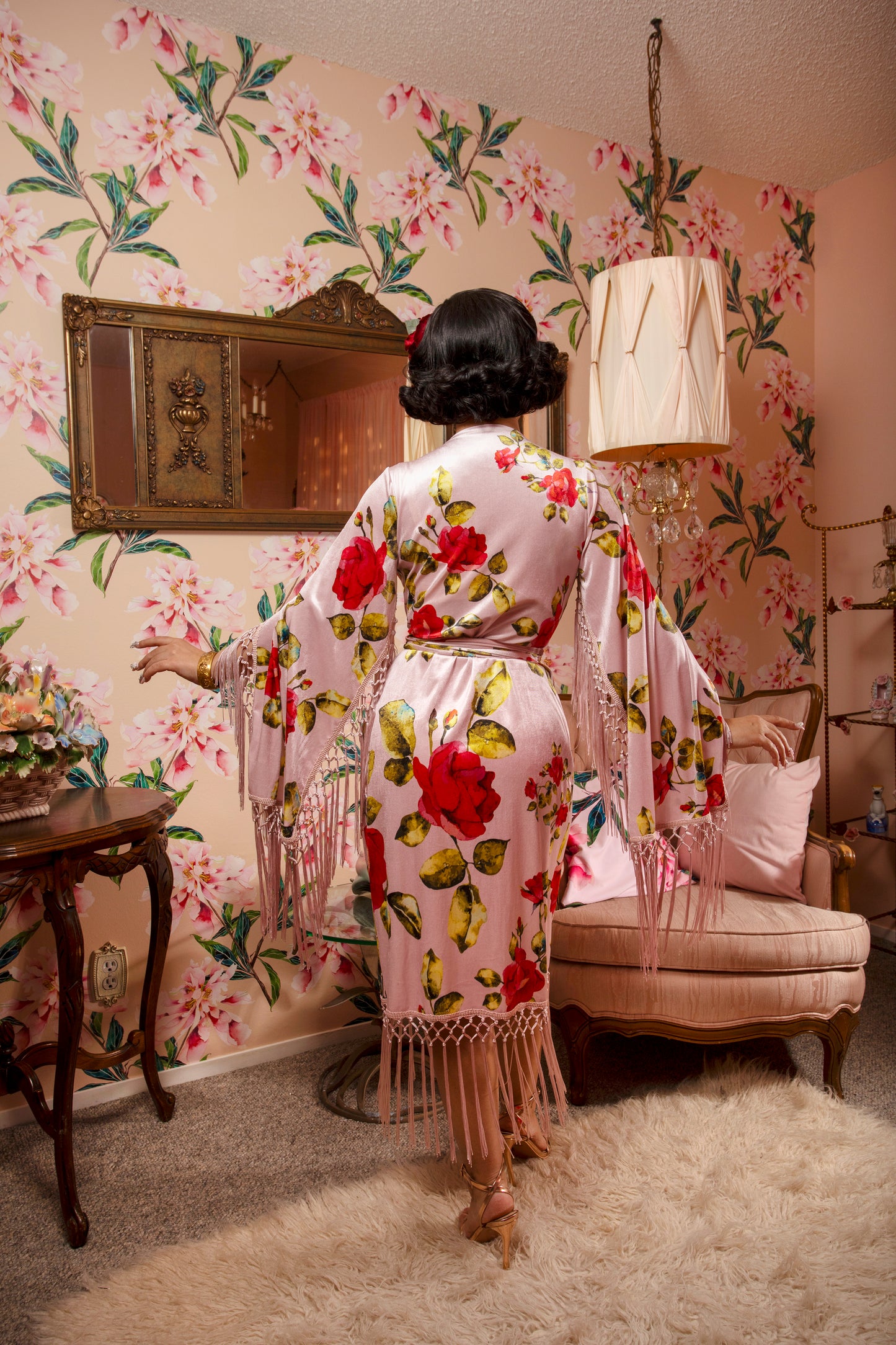 Magdalena Wrap Dress (Pink + Red Roses) Magdalena Wrap Dress (Pink + Red Roses)