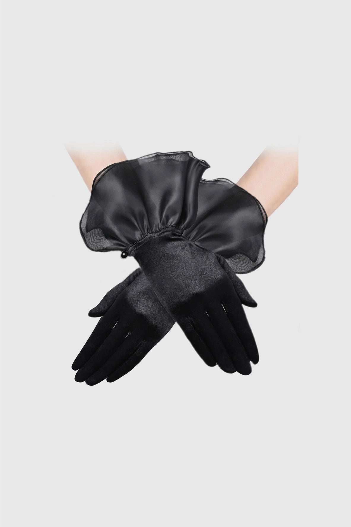 Short Ruffle Satin Gloves