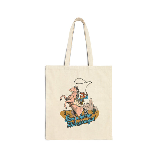 Ride em' Cowgirl Cotton Canvas Tote Bag