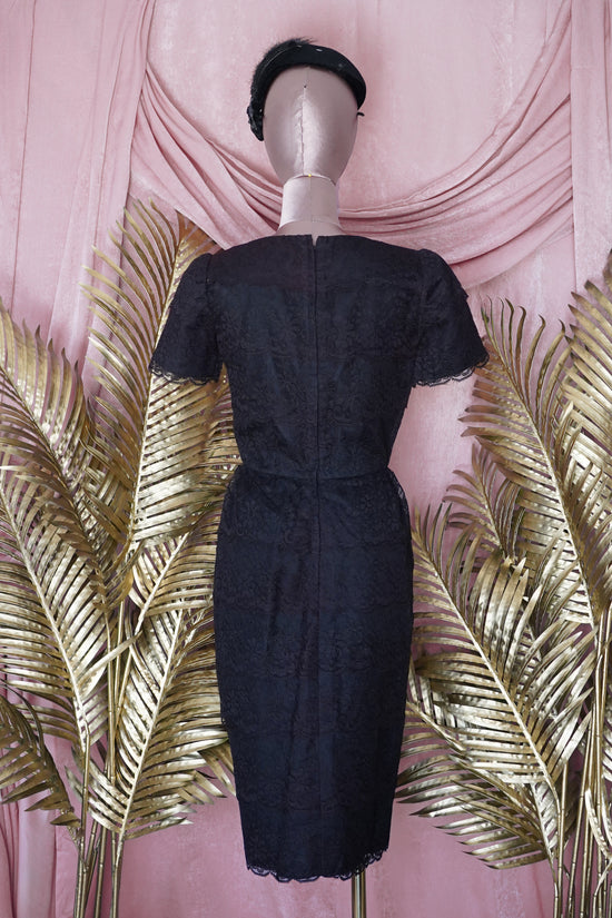 Load image into Gallery viewer, 1950s Vintage Black Lace Dress
