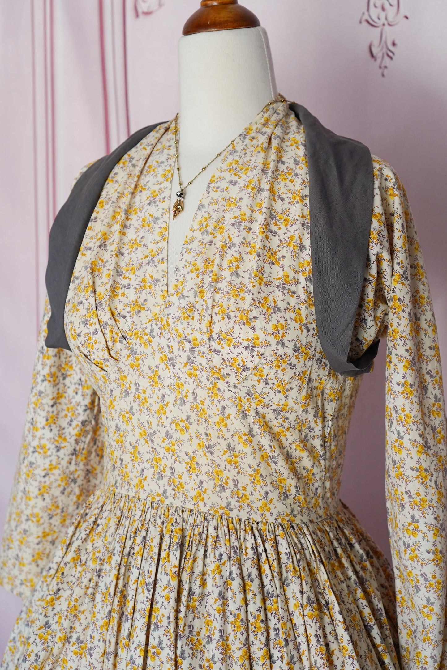 1950s Floral Cotton Dress & Bolero (Size XS)
