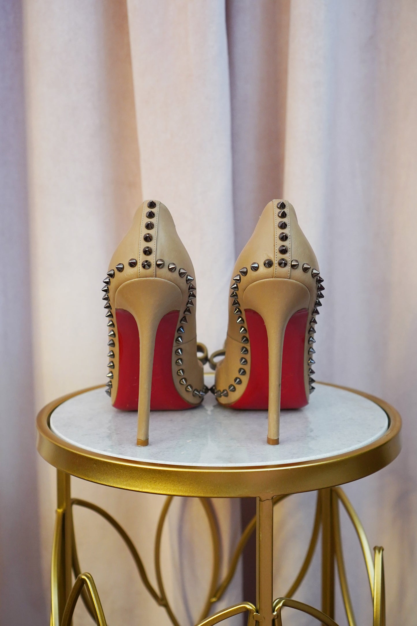 Christian Louboutin Lucifer Bow 120 Spike Pumps — Nude Pomice | EU 38 / US 8