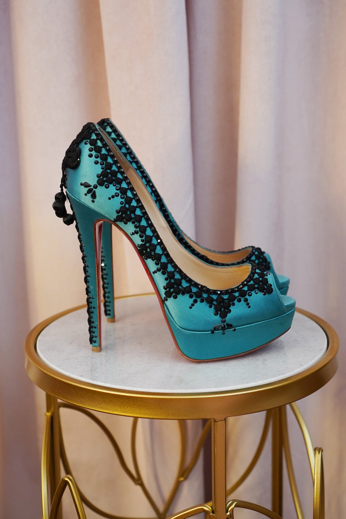 Christian Louboutin Torero Platform Heels & Matching Swarovski Crystal Clutch Set – Rare 2012 Matador Collection