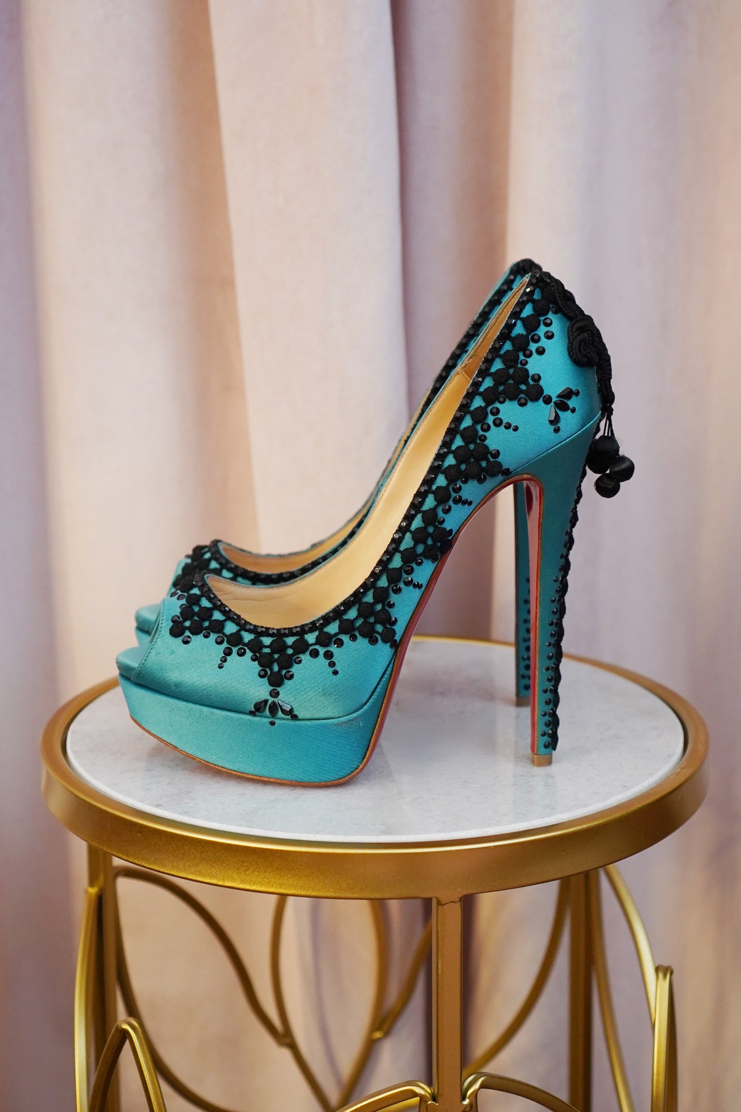 Christian Louboutin Torero Platform Heels & Matching Swarovski Crystal Clutch Set – Rare 2012 Matador Collection
