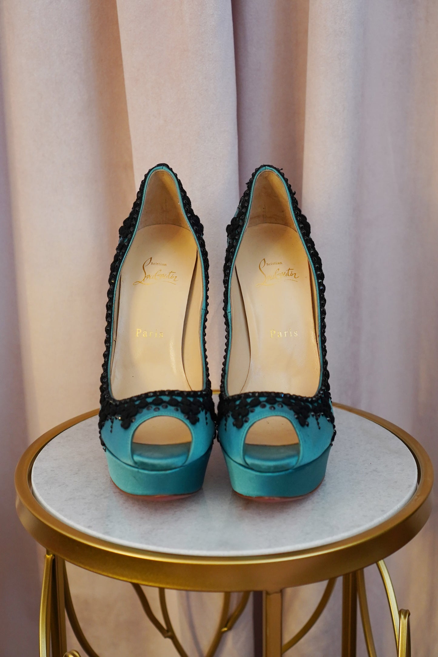 Christian Louboutin Torero Platform Heels & Matching Swarovski Crystal Clutch Set – Rare 2012 Matador Collection