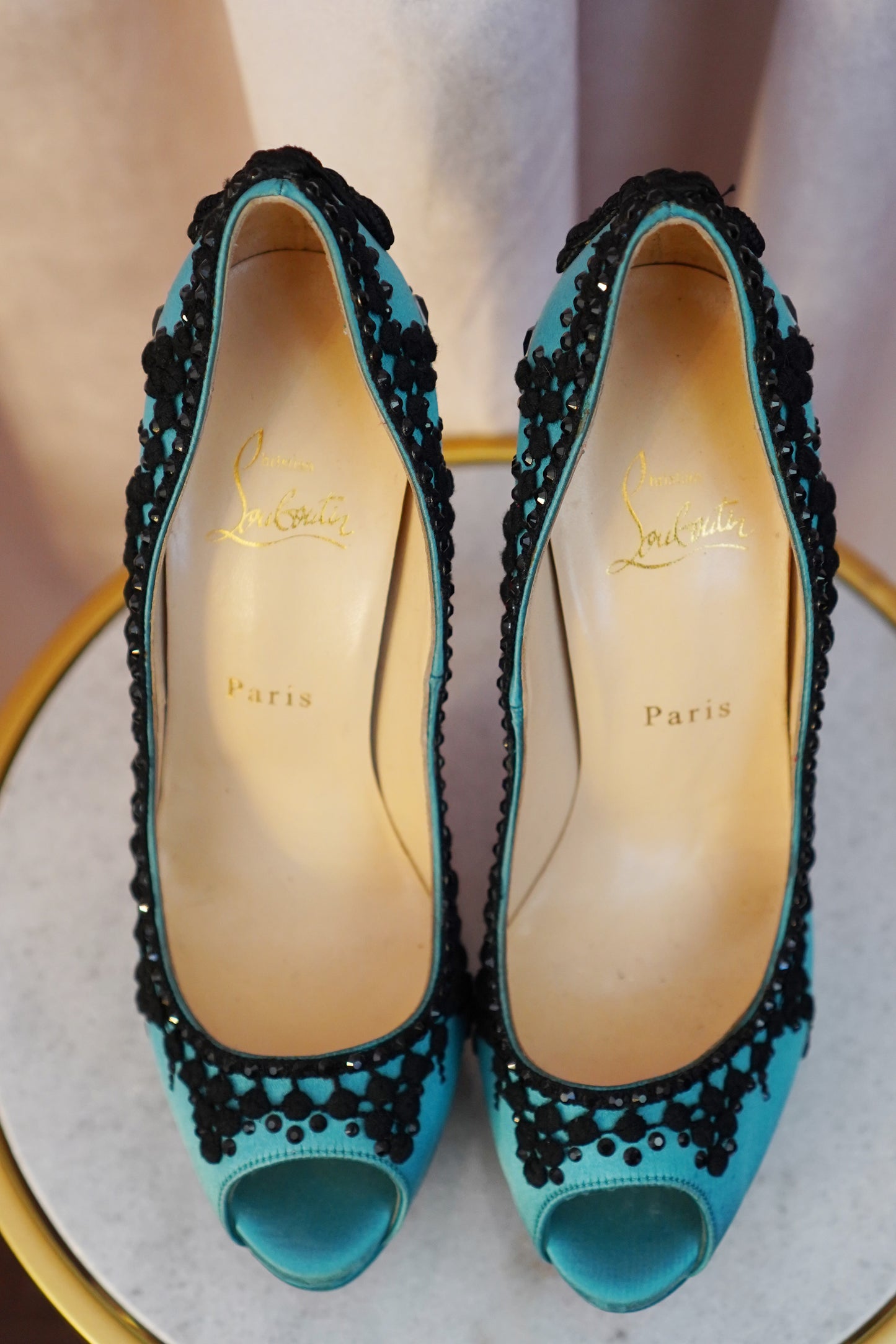 Christian Louboutin Torero Platform Heels & Matching Swarovski Crystal Clutch Set – Rare 2012 Matador Collection