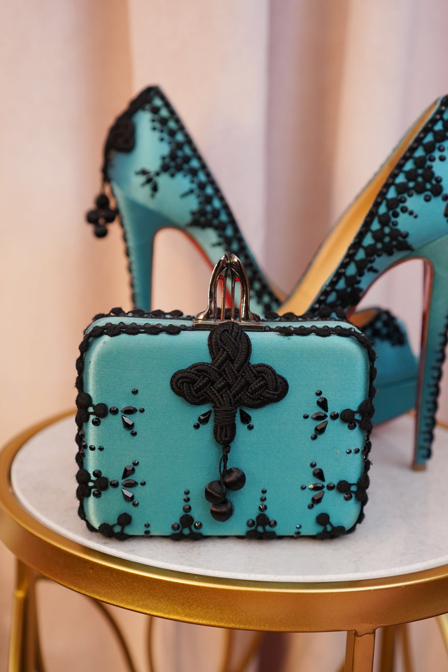 Christian Louboutin Torero Platform Heels & Matching Swarovski Crystal Clutch Set – Rare 2012 Matador Collection