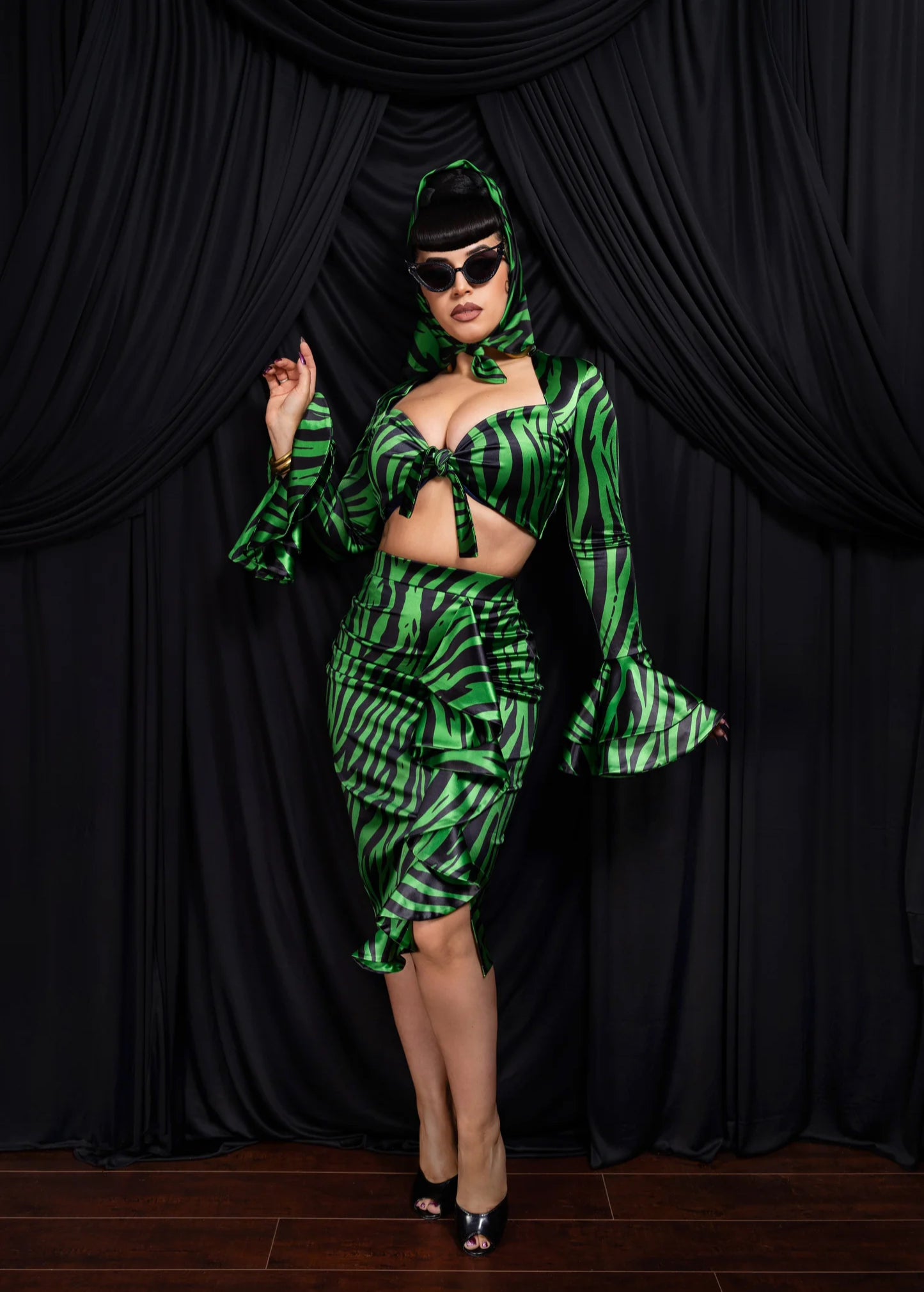 Veronica 3pc Set (Green Zebra Print) PRE-ORDER