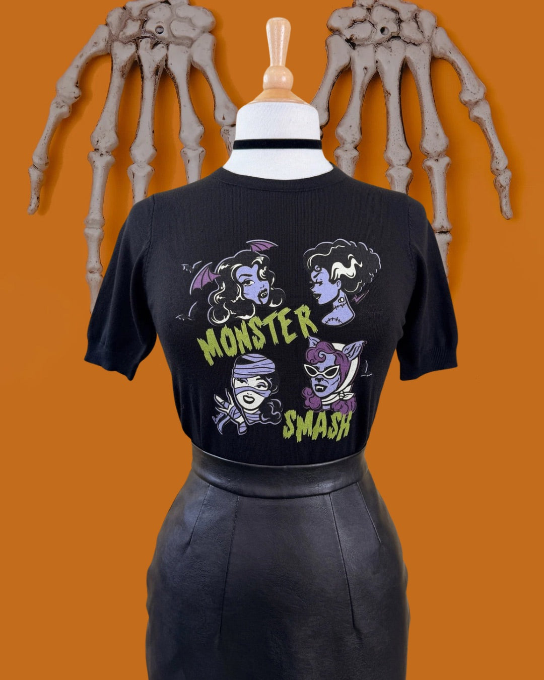 Monster Smash Short Sleeve Sweater (Black)