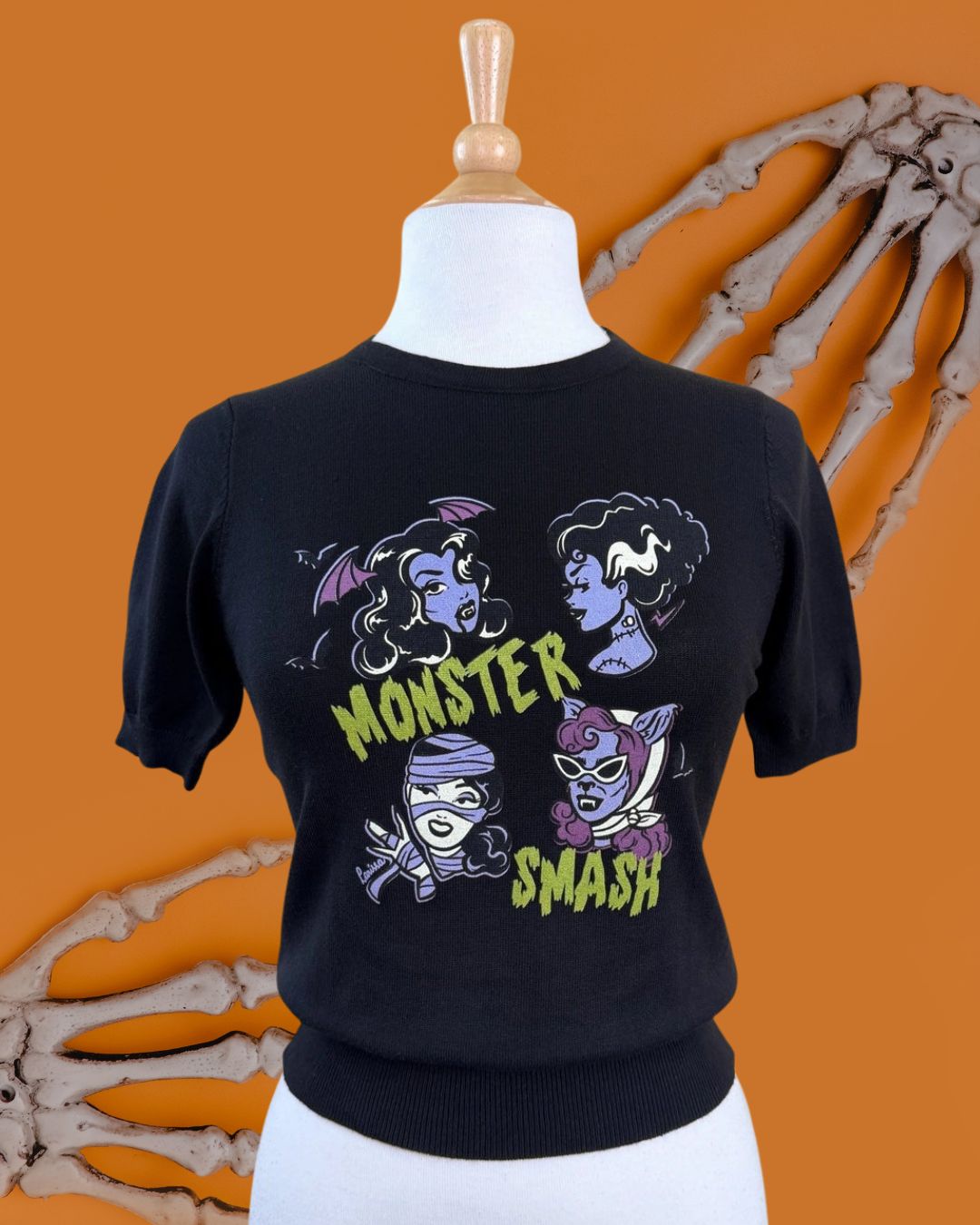 Monster Smash Short Sleeve Sweater (Black)