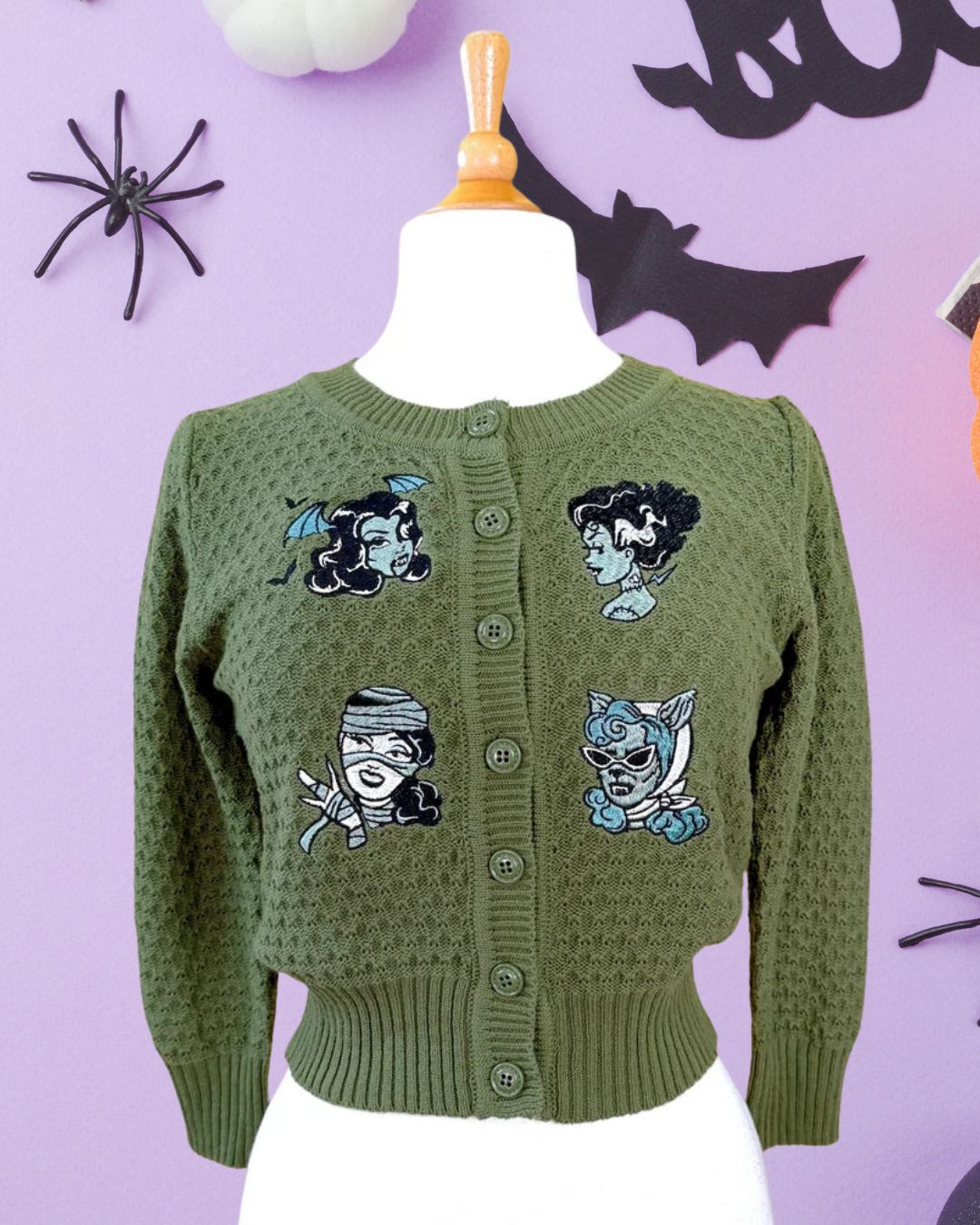 Monster Smash Cropped Cardigan (Sage)