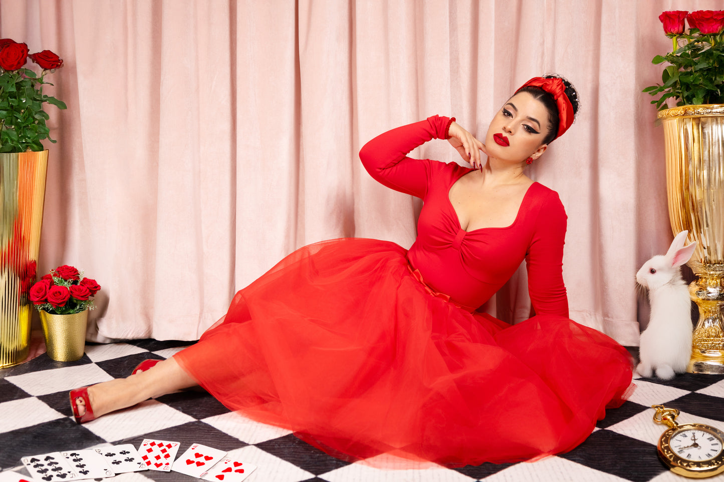 Émilie Tulle Skirt + Scarf (Red) PRE-ORDER