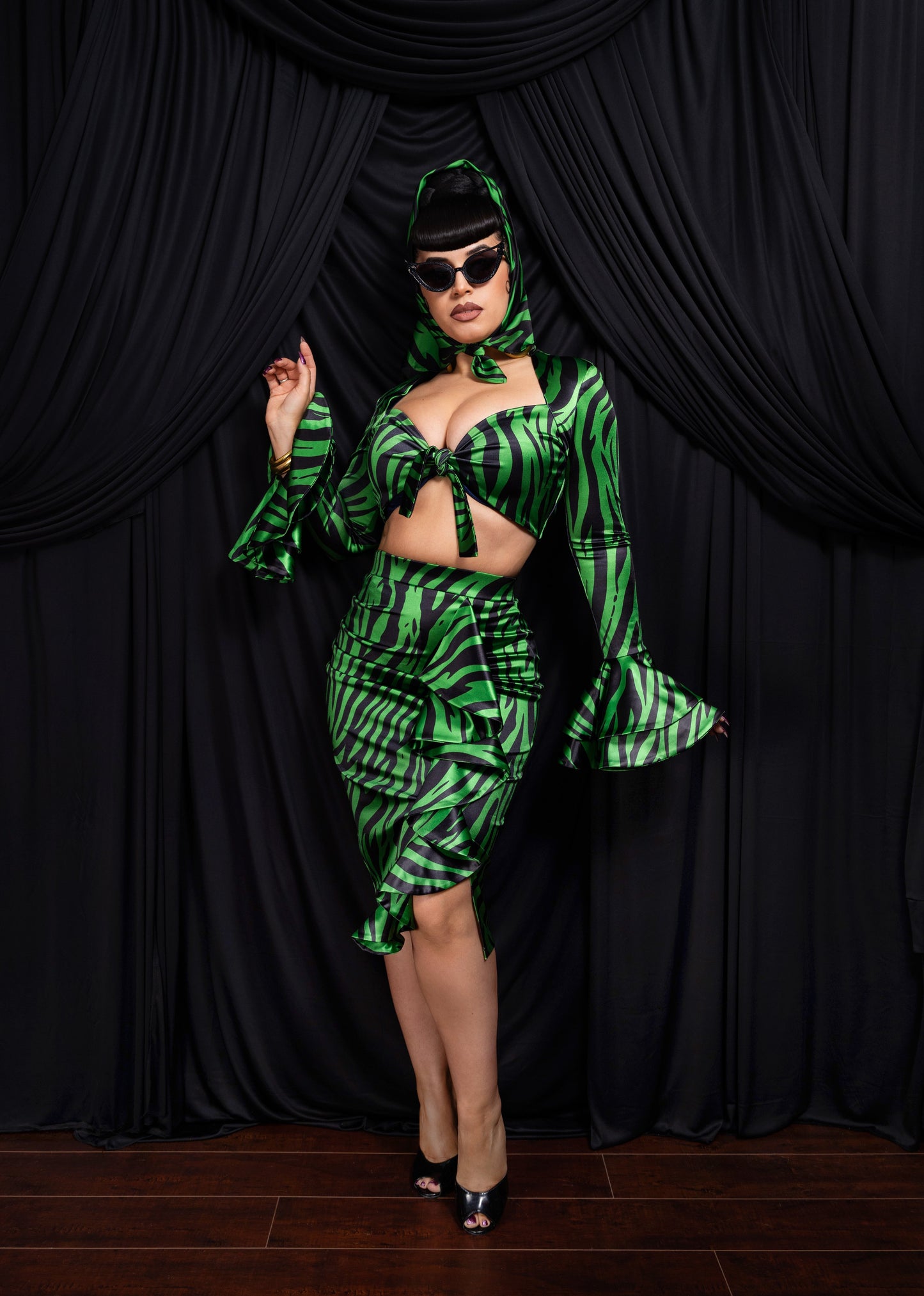 Veronica 3pc Set (Green Zebra Print) PRE-ORDER
