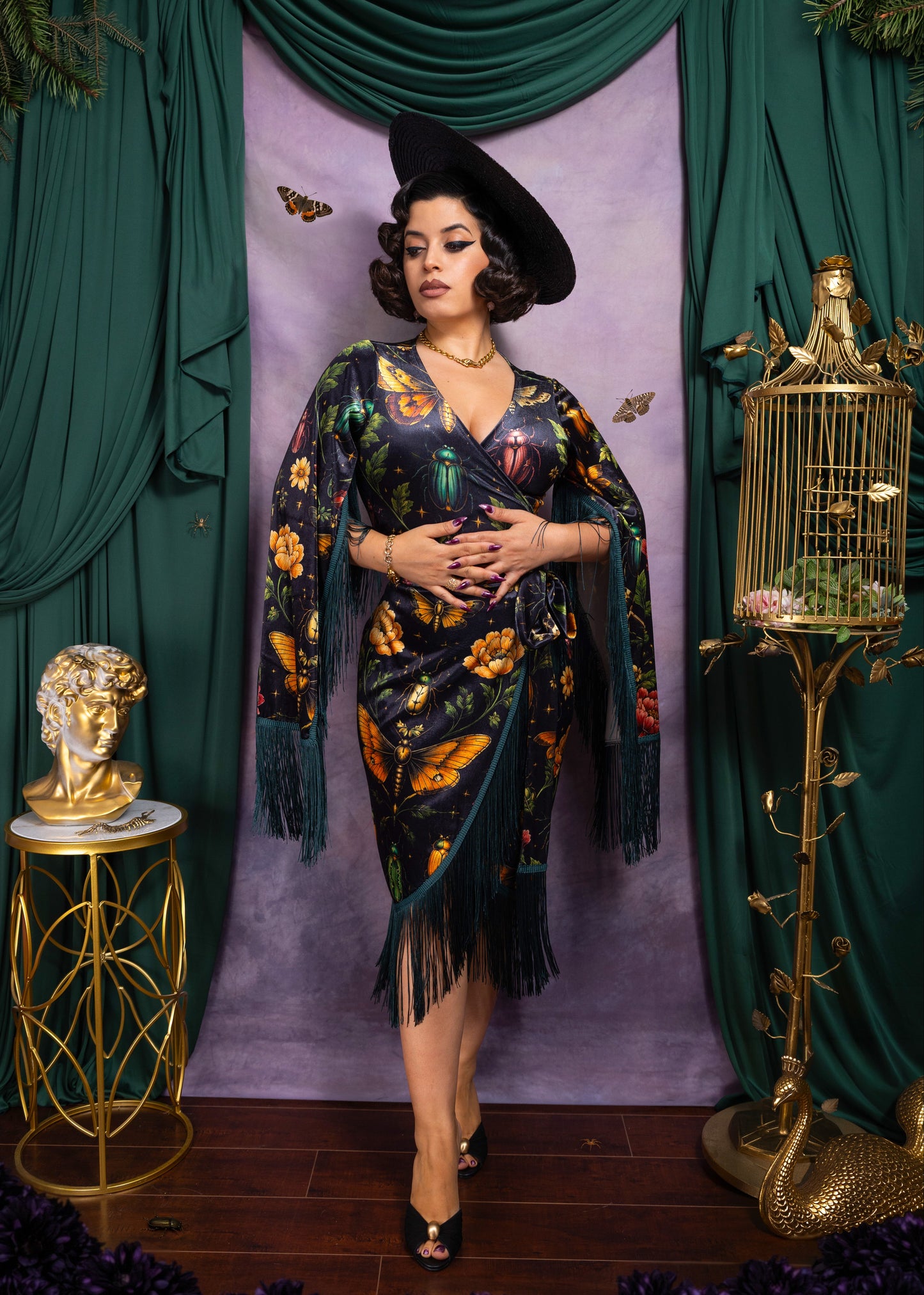 Magdalena Wrap Dress (Mystic Insect Print) PRE-ORDER