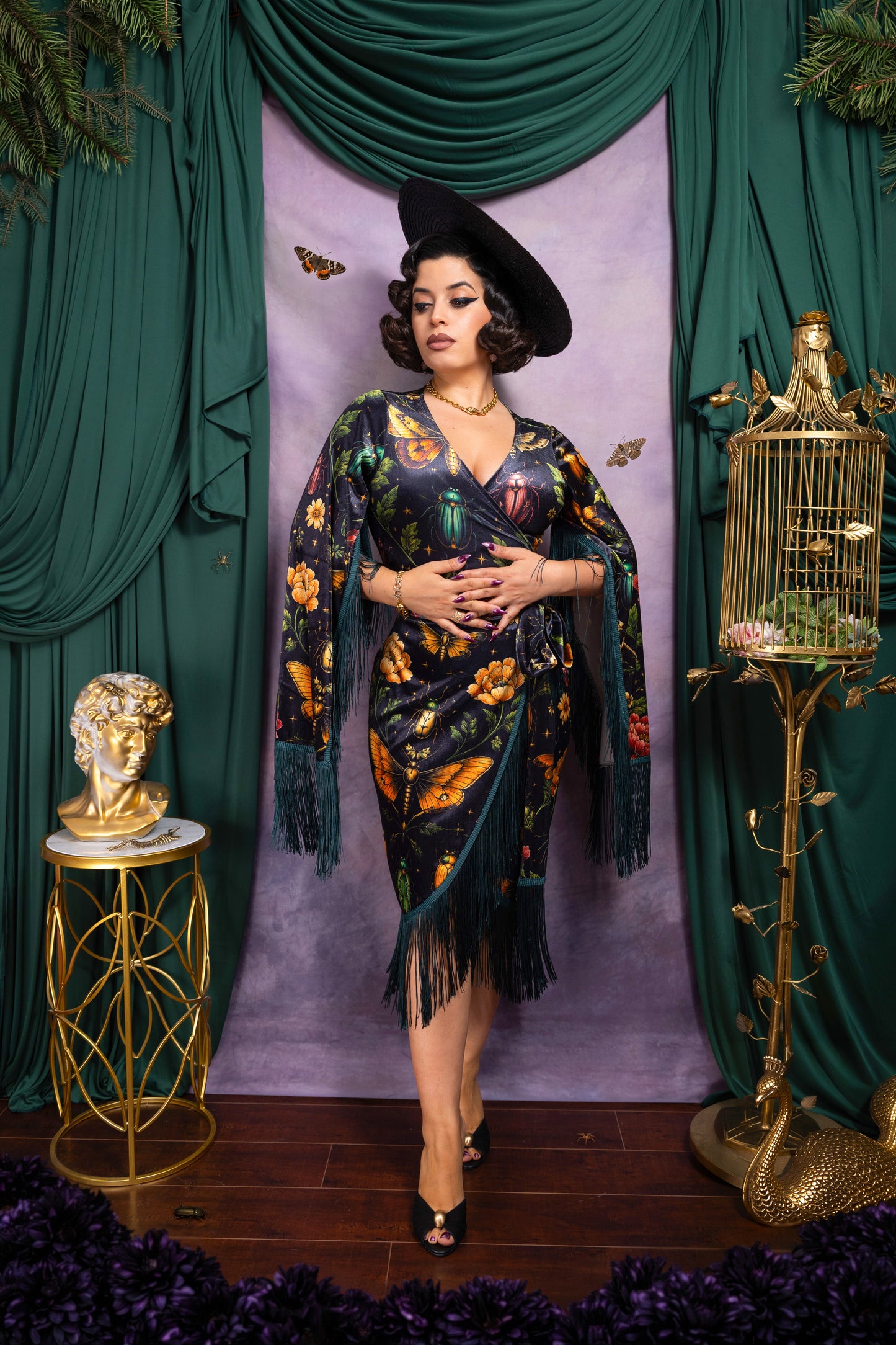 Magdalena Wrap Dress (Mystic Insect Print) PRE-ORDER