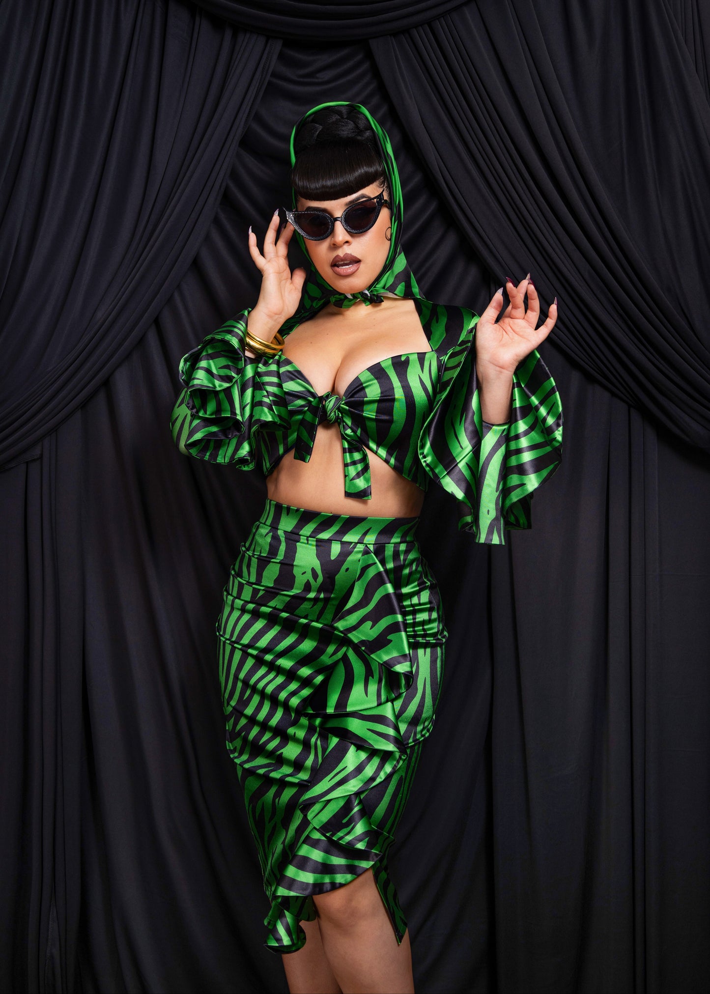 Veronica 3pc Set (Green Zebra Print) PRE-ORDER