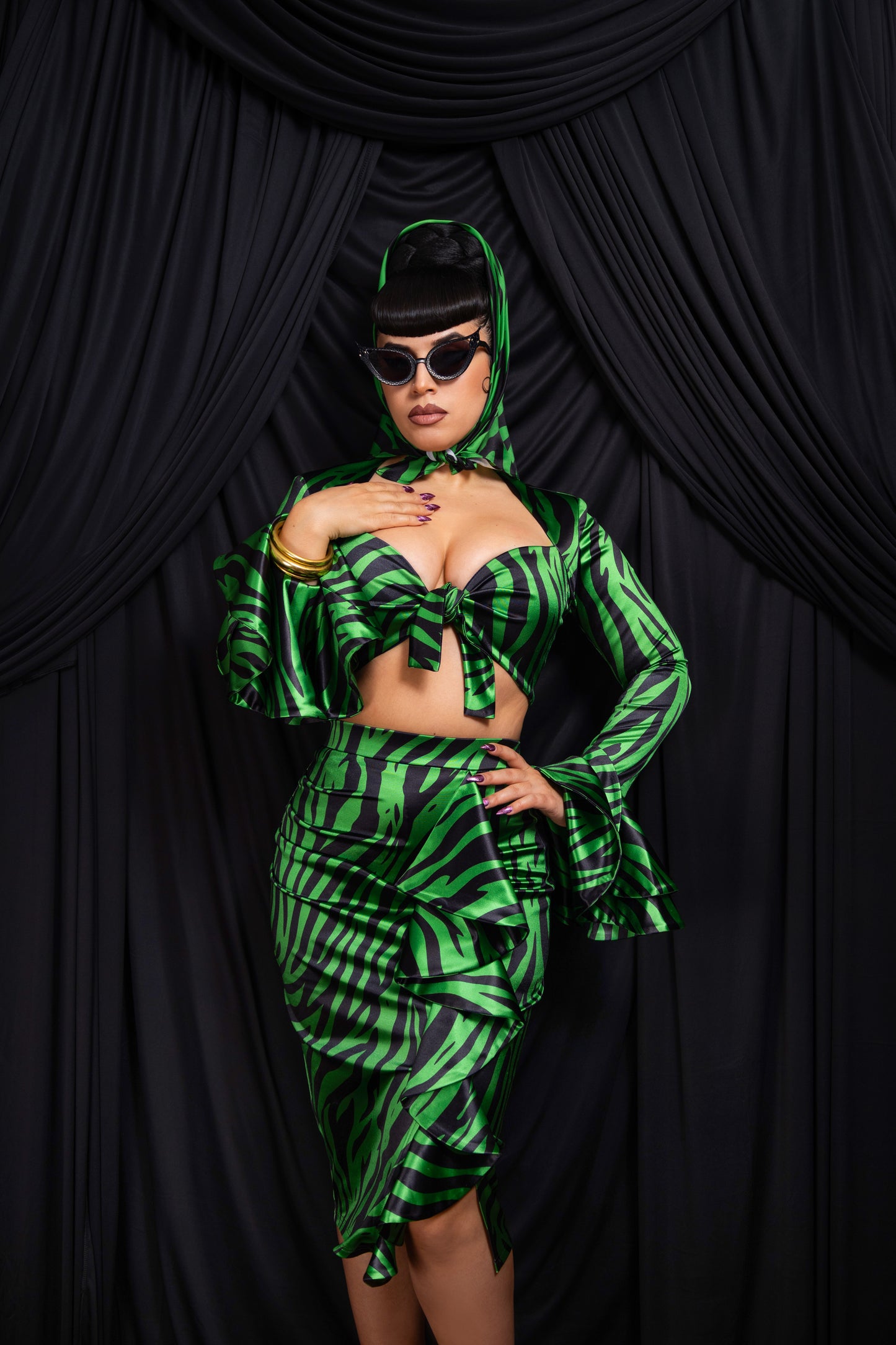 Veronica 3pc Set (Green Zebra Print) PRE-ORDER