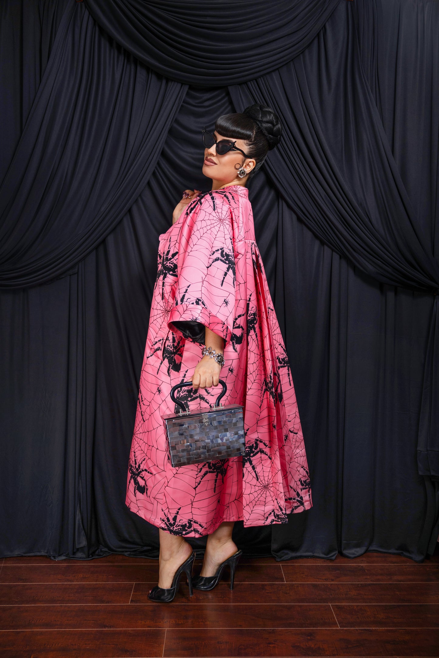 Morticia Overcoat + Dress Set (Spider Print) PRE-ORDER