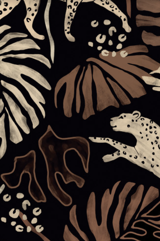 Blythe Catsuit + Scarf (Leopard/Monstera Print)