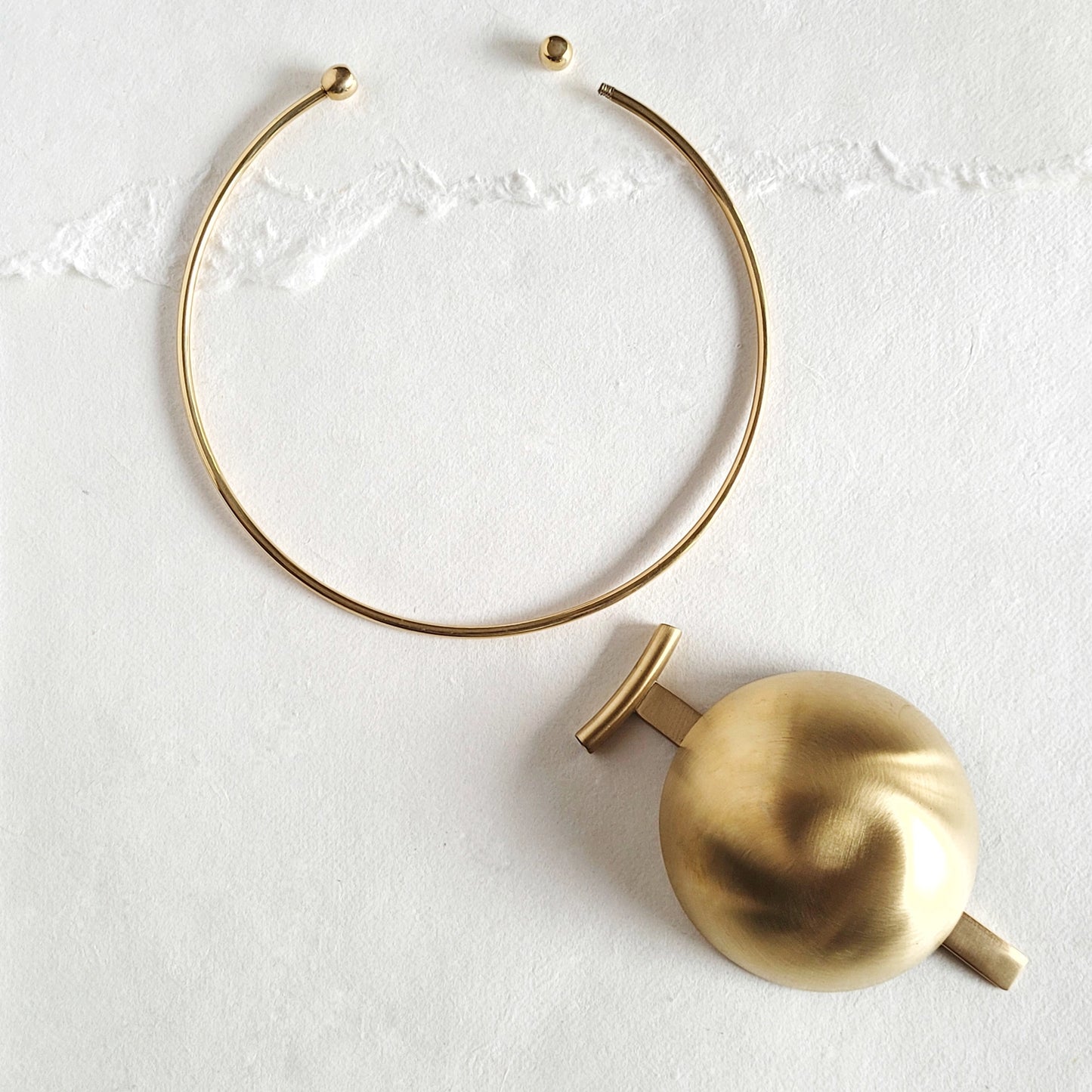 Maximalist Brass Satin Dome Necklace