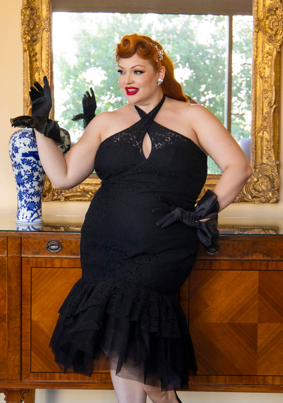 Short Ruffle Satin Gloves