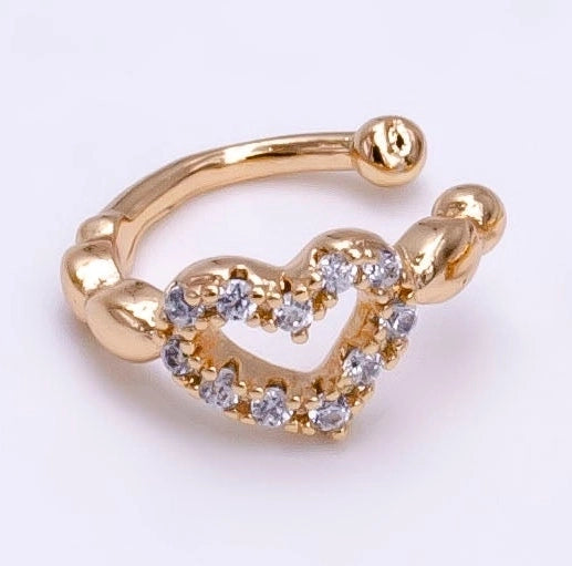 Load image into Gallery viewer, 16K Gold Filled Heart Micro Paved Ear Cuff Earrings (Right)
