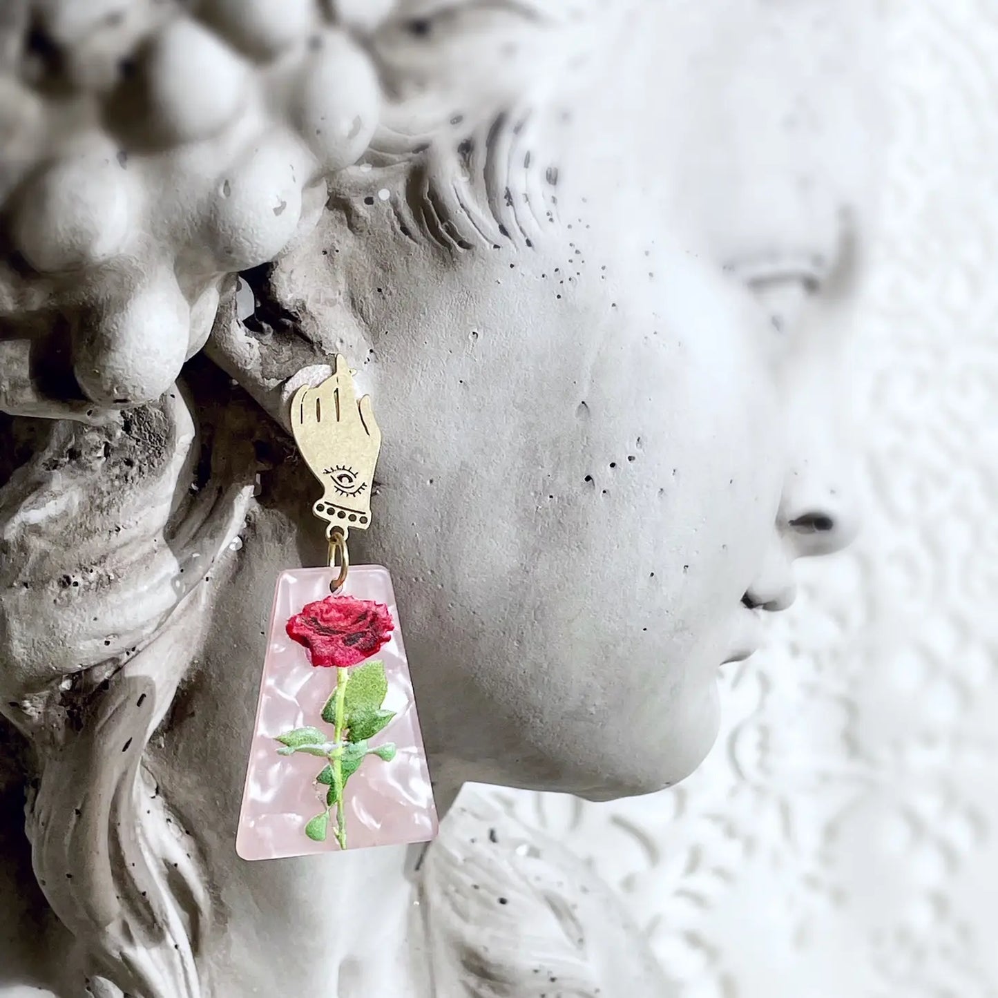 Mystical Rose and hand earrings