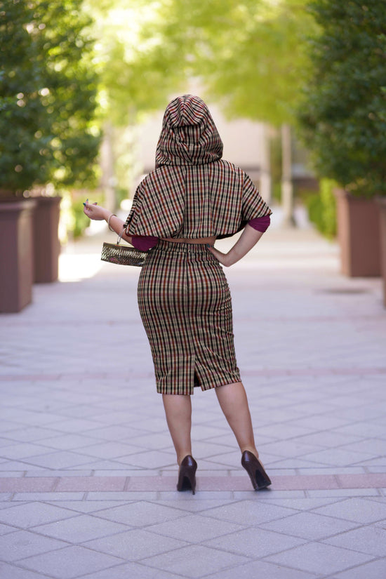 Helena Capelet set (Brown plaid 4XL) (YARD SALE)