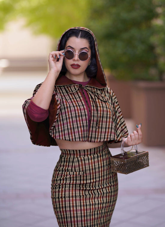 Helena Capelet set (Brown plaid 4XL) (YARD SALE)